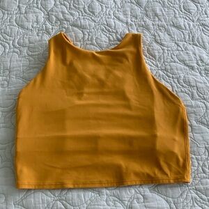 Athleta Conscious Crop Top Bra Yellow Racerback Pilates Yoga Barre Size Small